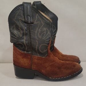 KIDS MASTERSON BROWN SUEDE COWBOY BOOTS (sz 10)